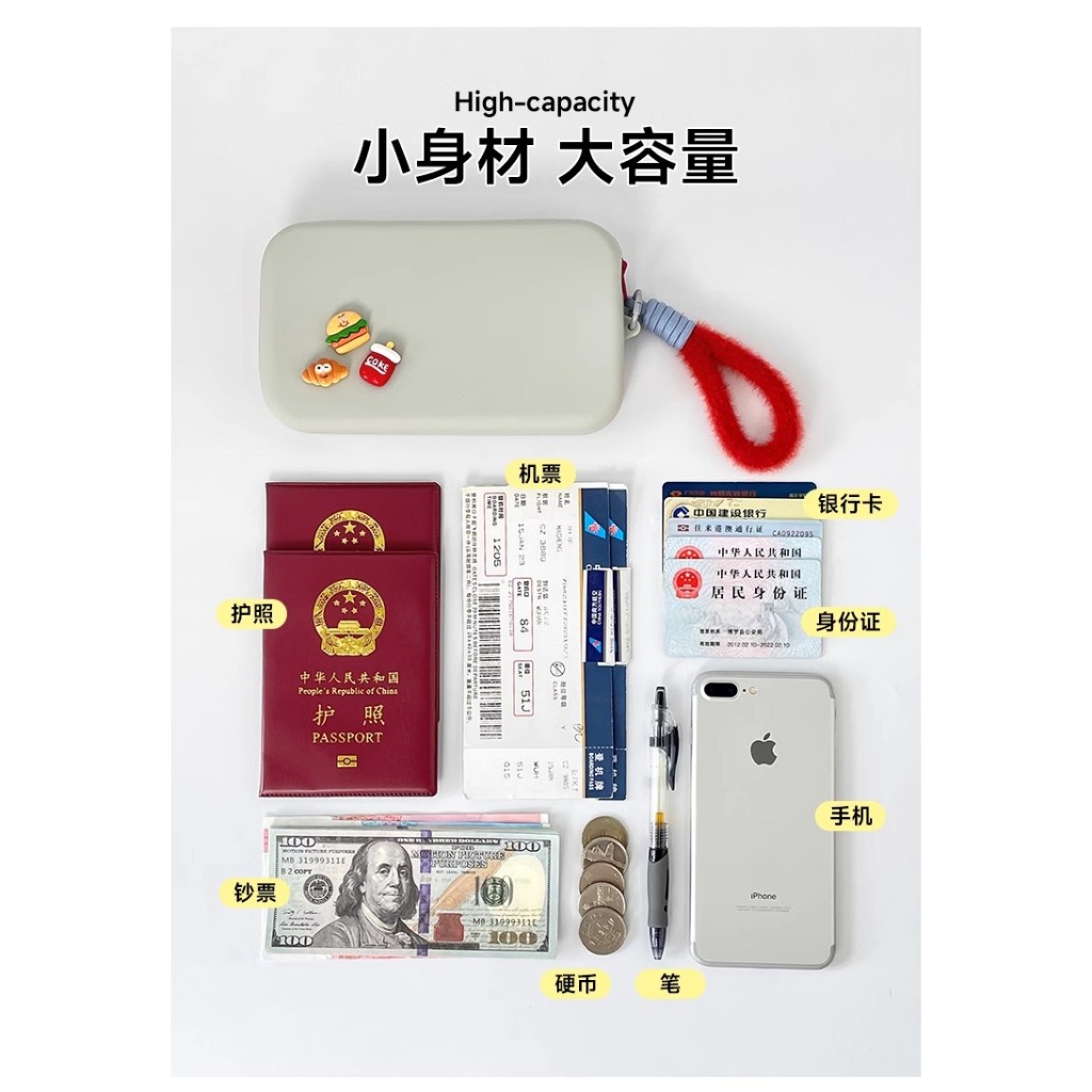 ผู้ถือหนังสือเดินทางฝาครอบป้องกันกระเป๋าสตางค์ผู้ถือบัตรAll-in-one TravelแบบพกพาBoarding Passซิปต่างประเทศถุงเก็บเอก2122