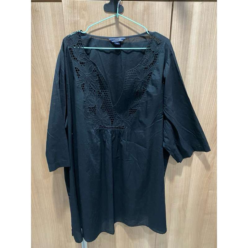 เสื้อสีดำคอวีสาวอวบ แบรนด์ Lands End