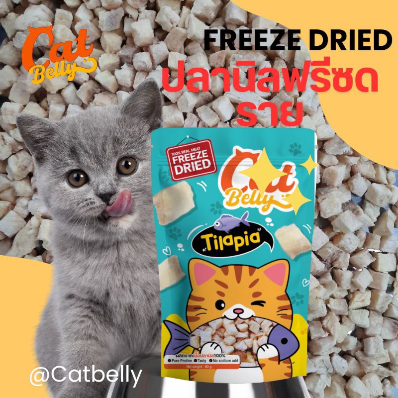 เกรดคนทาน ผลิตในไทย🇹🇭 Catbelly ขนมแมว อกไก่แมว ปลาฟรีซดราย ฟรีซดรายแมว ขนมสัตว์ freeze dried  (ปลานิล)