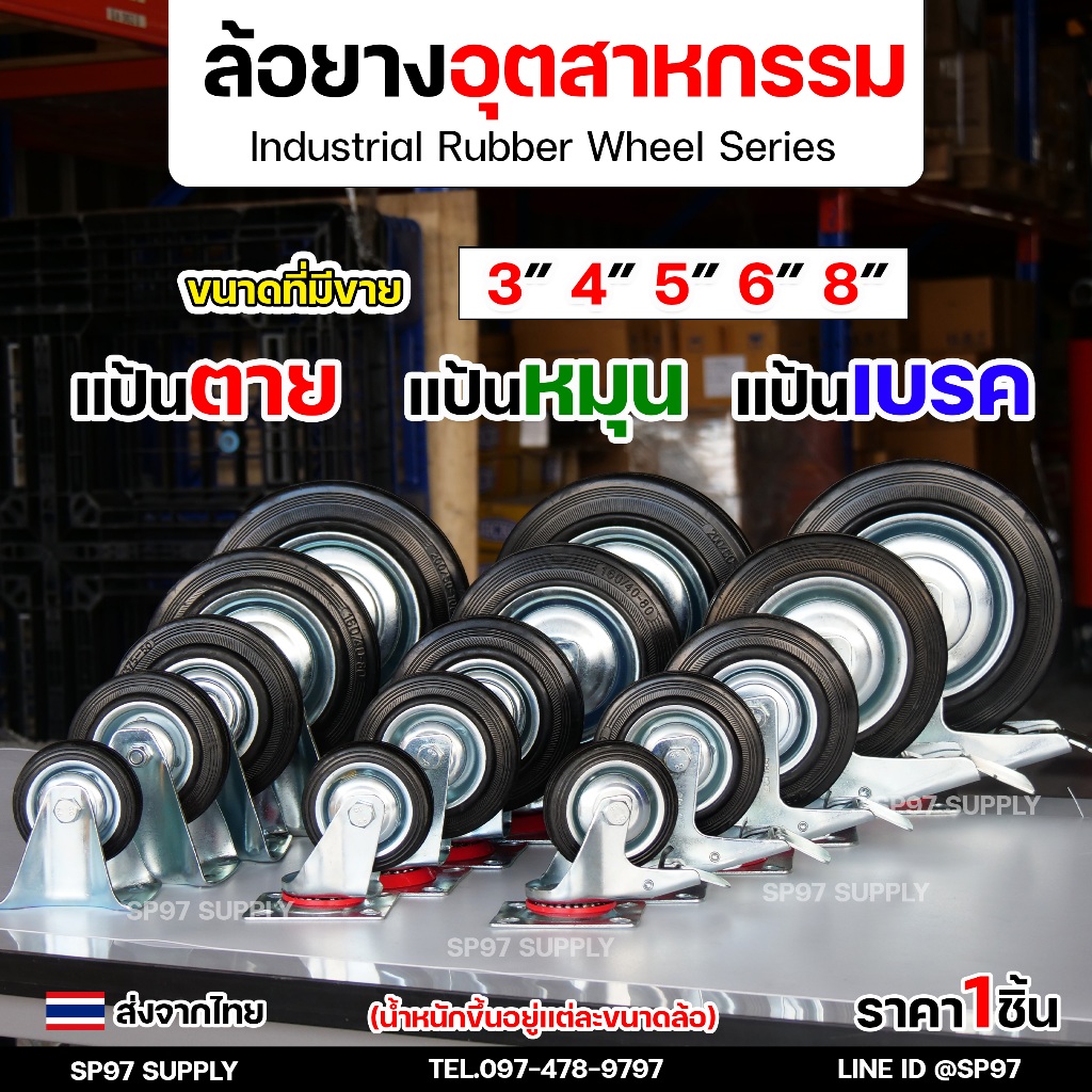 (เกรดA) ล้อรถเข็น ล้อยางขาปั๊ม ล้อ อุตสาหกรรม ขนาด 3-8 นิ้ว ล้อรถเข็นของ ล้อเลื่อน เงียบและทนต่อการสึกหรอ (ราคา1ลูก)