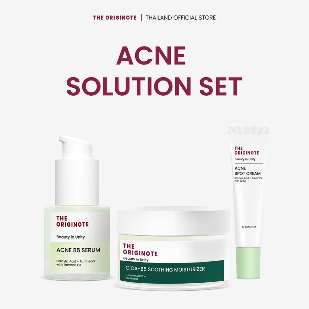 The Originote Acne Solution Set 3 In 1 serum + Moisturizer + Acne spot Cream เซ็ตรักษาสิว เพิ่มความชุ่มชื้น