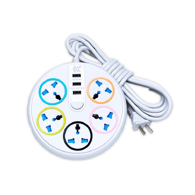 ปลั๊กไฟ ปลั๊กพ่วง 3 ตา 5 ช่อง 2300W หัวชาร์จUSB สวิทช์เปิด-ปิด