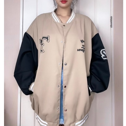 เสื้อคลุมแจ็คเก็ตแขนยาว Oversize (อก 60 นิ้ว) ซับในผ้าร่ม พิมลาย T กระดุมหน้า มีกระเป๋าข้าง  B09 - รูปที่ 7