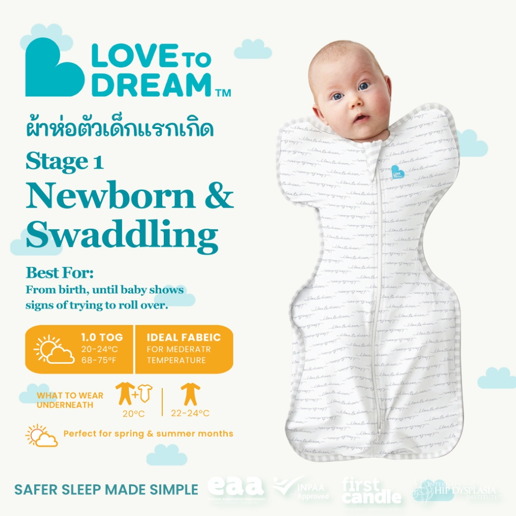 Love To Dream ผ้าห่อตัวเด็กแรกเกิด SwaddleUP Original Cotton (คอตตอน) 1.0 TOG - Dreamer