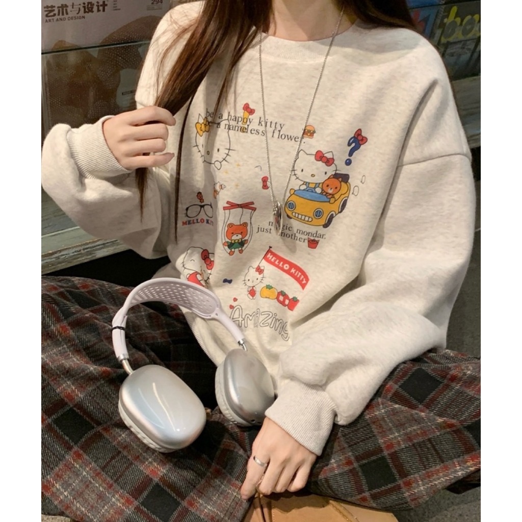 เสื้อสเวตเตอร์แขนยาว พิมพ์ลาย งานดีมากก ฟีลลิ่ง korea สุดๆ น่ารักผ้าด้านในเป็นเนื้อสำลีนนุ่มๆ