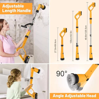 Qimedo 8in1 แปรงขัดไฟฟ้าไร้สาย 1500RPM Electric Spin Scrubber ที่ขัดห้องน้ำไฟฟ้า แปรงทำความสะอาด ชาร์จได้ หัวแปรง8ชนิด