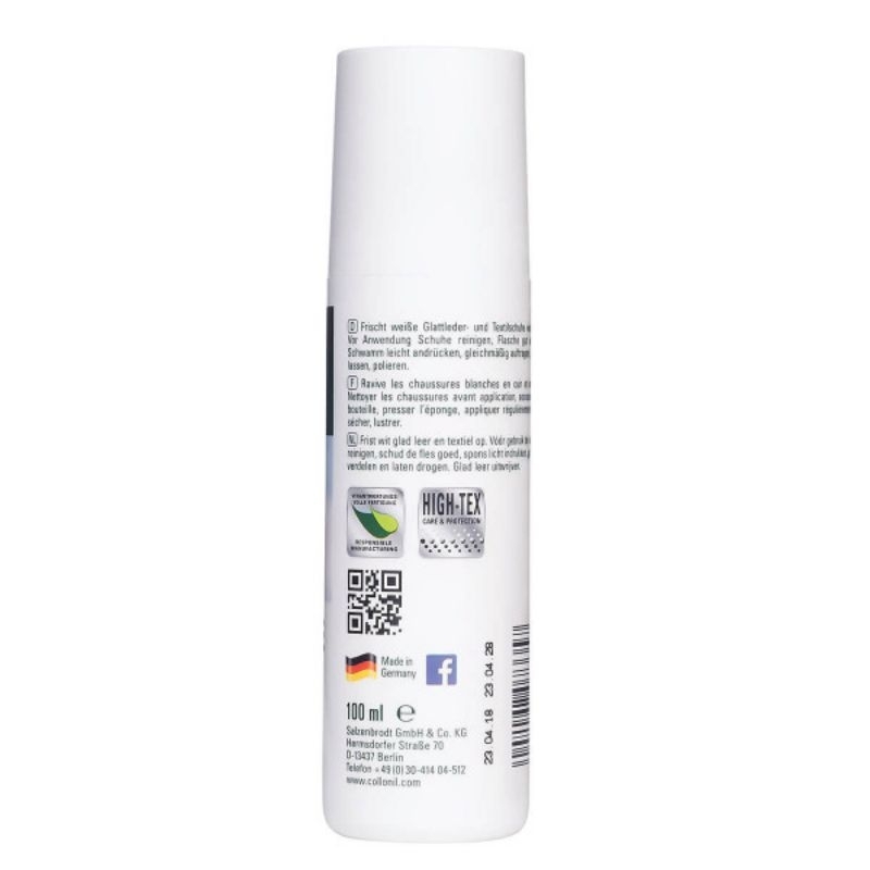 Collonil Sneaker White 100ml โคโลนิลน้ำยาเคลือบผิวรองเท้าผ้าใบสีขาว, midsole ขอบยางรองเท้า