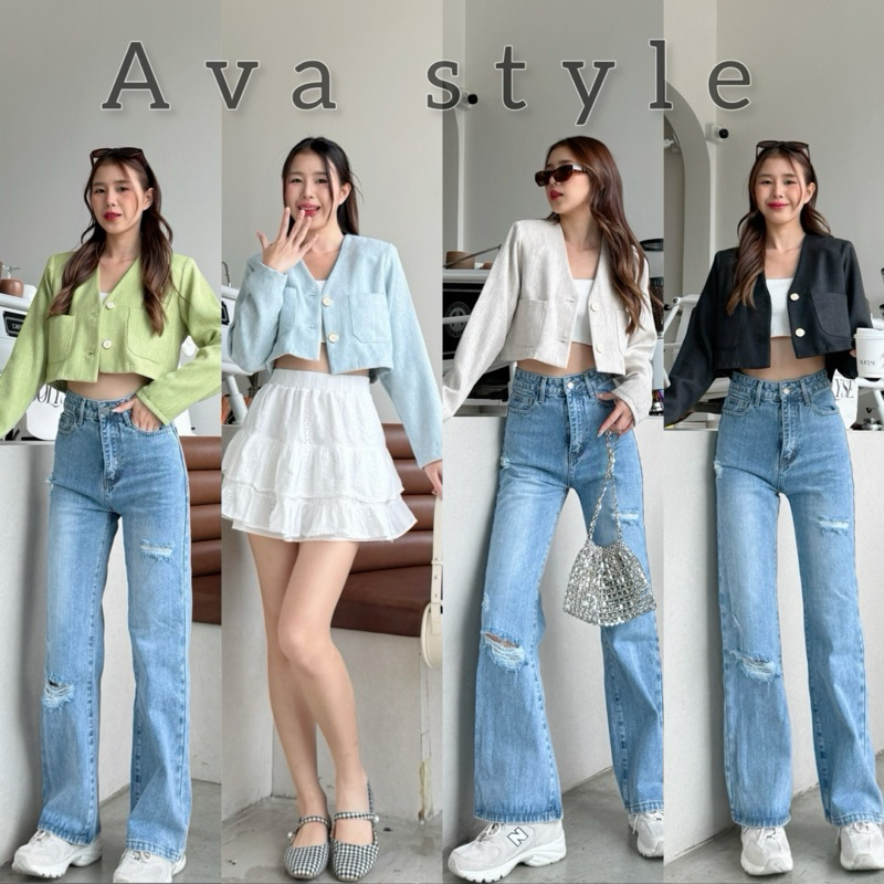 Cardigan🩵🩵เสื้อคาดิแกนตัวสั้น ผ้าชาแนลเนื้อทอ ผ้าดีทรงสวย🩵