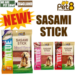 Bow Jerky ขนม สุนัข แพ็คใหญ่ 800 กรัม / Pet8 SASAMI STICK 1kg