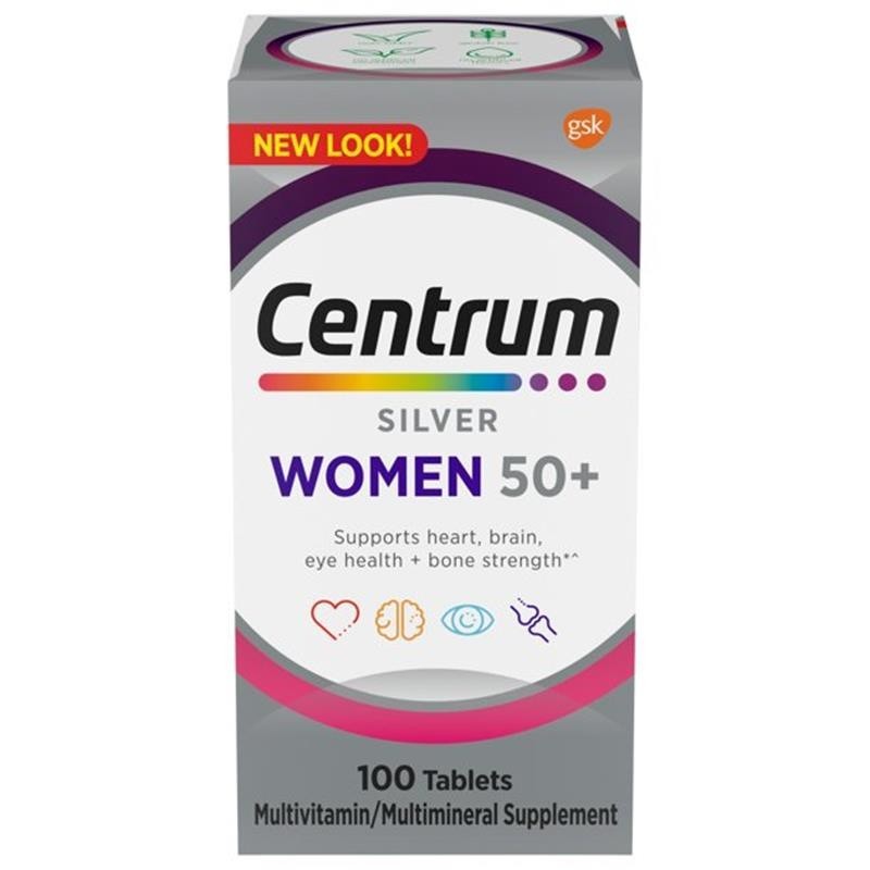 Centrum Silver Multivitamin 50+ Woman 100 Tablet Mineral วิตามินรวม บำรุง ร่างกาย ผู้หญิงอายุมากกว่า 50 ปี