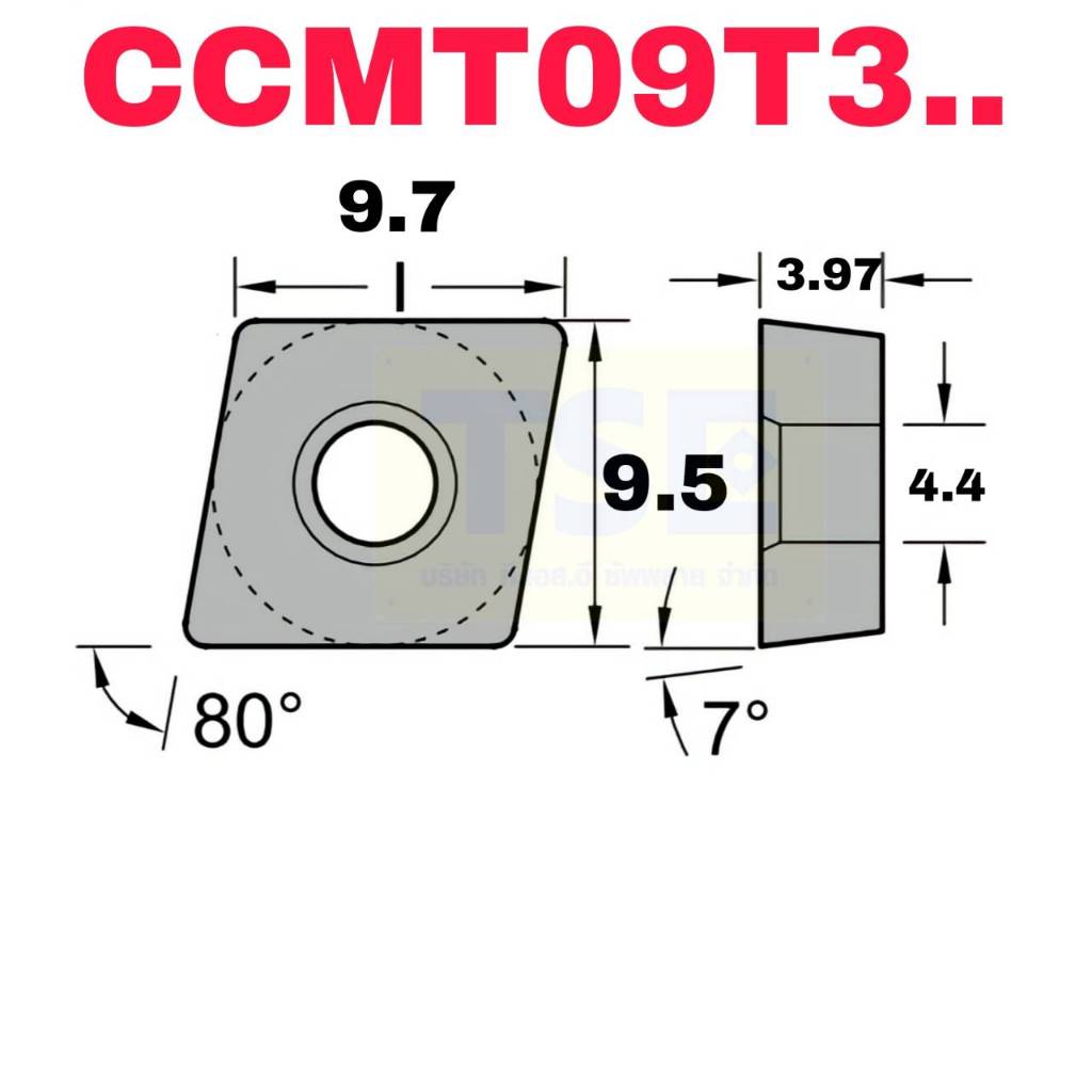 CCMT09T304/CCMT09T308-AHF YB9320เม็ดมีดคว้านในกลึงสแตนเลส - รูปที่ 2