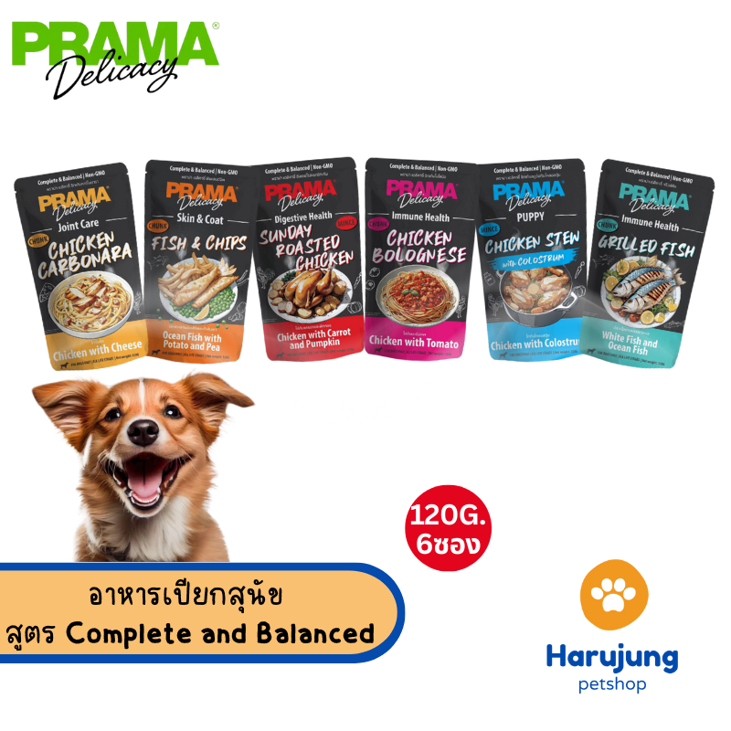 [6 ซอง] Prama อาหารเปียกสุนัข สูตร Complete and Balanced ขนาด 120 กรัม