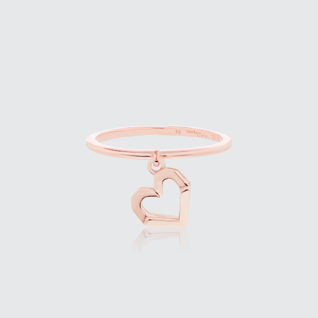 ORIGAMI LUCKY RING แหวนห้อยจี้ลายกระดาษพับ สัญลักษณ์แห่งความโชคดี และ ความสุข 13 ลาย สีทองชมพู Rose Gold