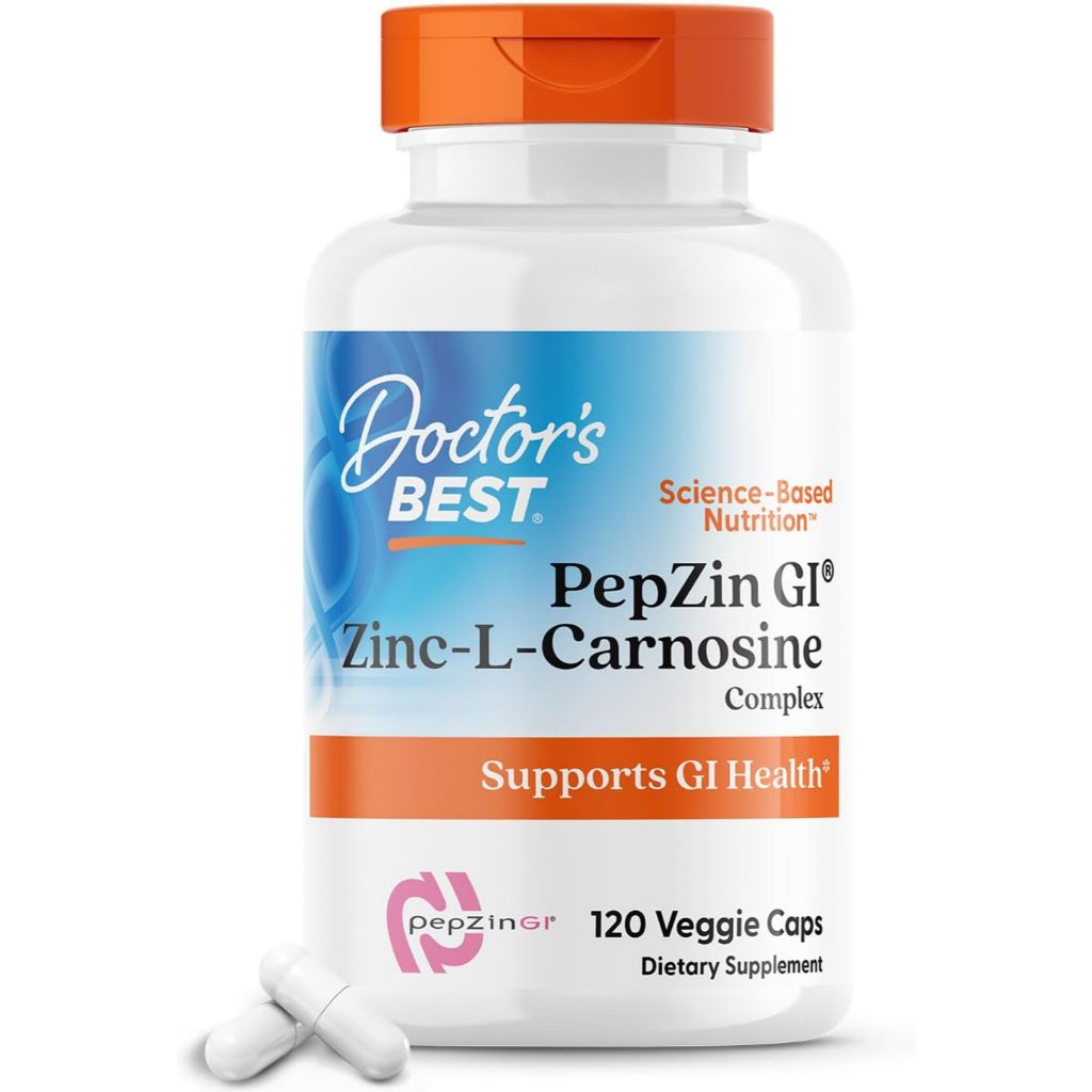 Doctor's Best PepZin GI, Zinc-L-Carnosine Complex, Non-GMO, Vegan, Gluten Free, Soy Free, Digestive Support, 120 VC