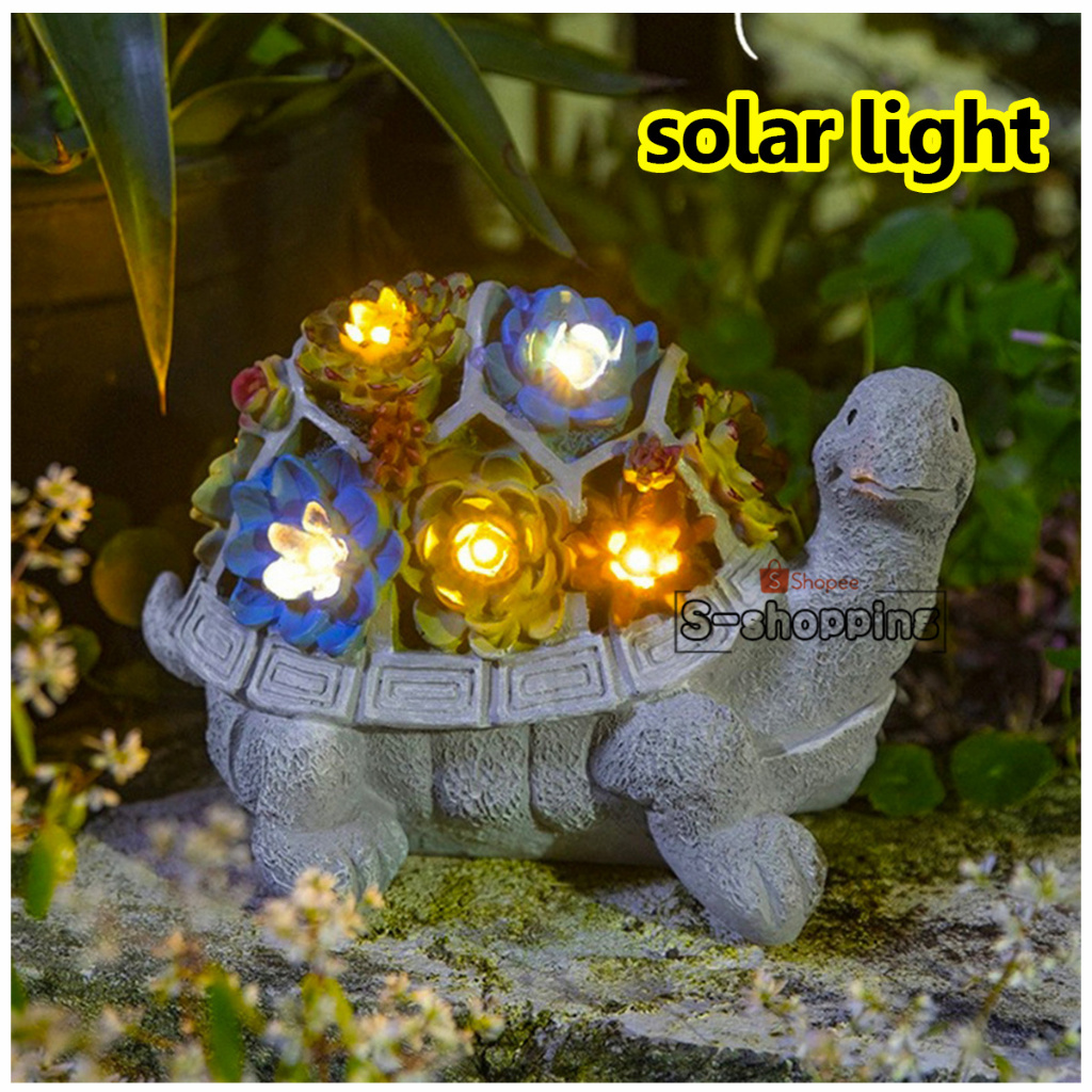 SZ-เต่า ไฟเหลือง โคมไฟ พลังงานแสงอาทิตย์โซล่าเซลล์   6 LED สำหรับตกแต่ง