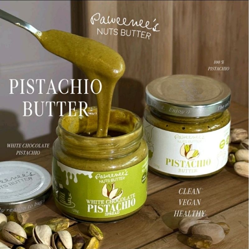 เนยถั่วพิสตาชิโอ ขนาด 120-240 กรัม Paweenee's Pistachio Butter 120-240g. , Almond MATCHA Spread 120g.