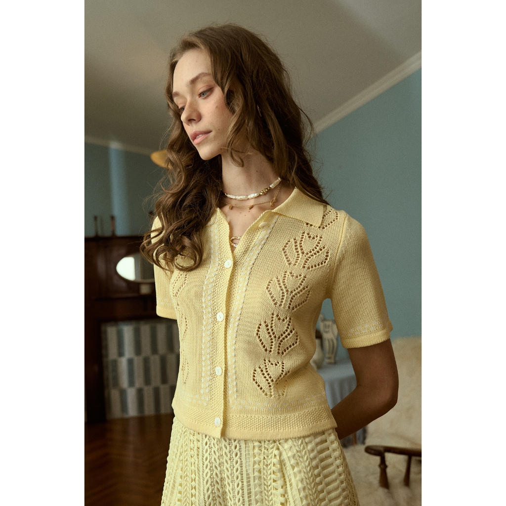 (พร้อมส่ง) Perana เสื้อ KNIT - LAURA SHIRT (สีเหลือง Yellow )