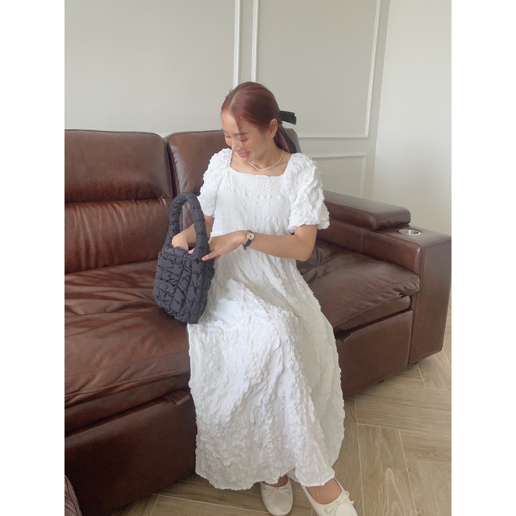 CHAWY White puff dress /4609 C4267 เดรสยาว เดรสยาวสีขาวมินิมอล