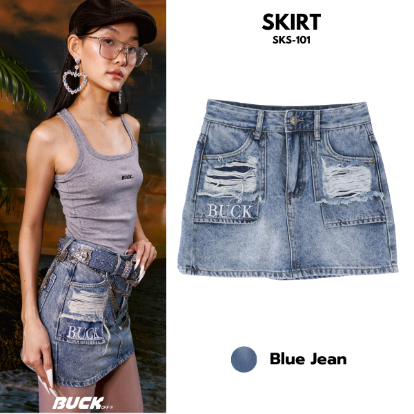BUCKOFF : SKS-101 SKIRT กระโปรงยีนส์สั้น