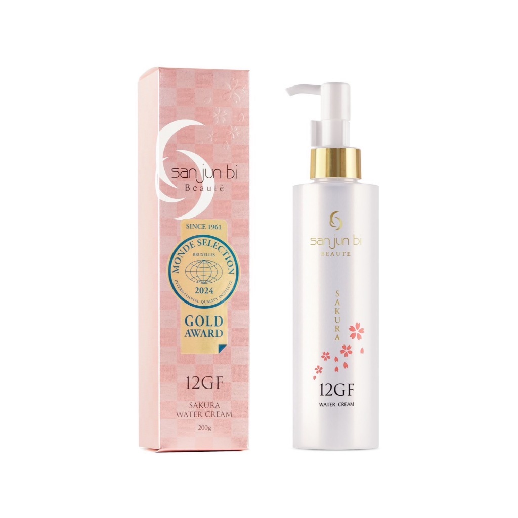 พร้อมส่ง  ครีมน้ำแร่ผสมทองคำ ซัน จุน บิ San jun bi Sakura 12GF Water Cream 200ml. กลิ่นซากุระ