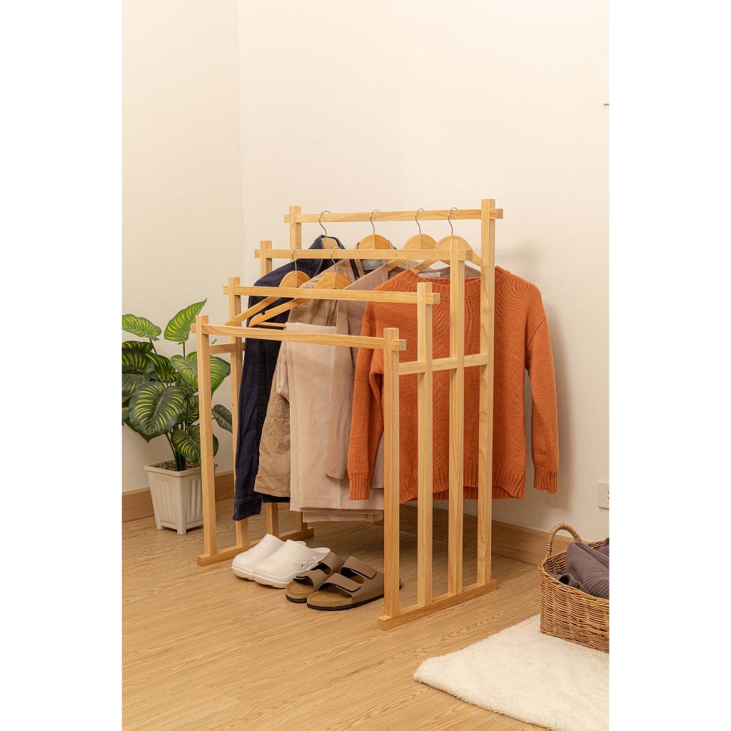 THE WOOD'S TALE ราวพาดผ้า 4 เส้น Towel rack จากไม้แท้ธรรมชาติ 100%ช่วยให้จัดผ้าให้เป็นระเบียบสวยงาม - รูปที่ 5