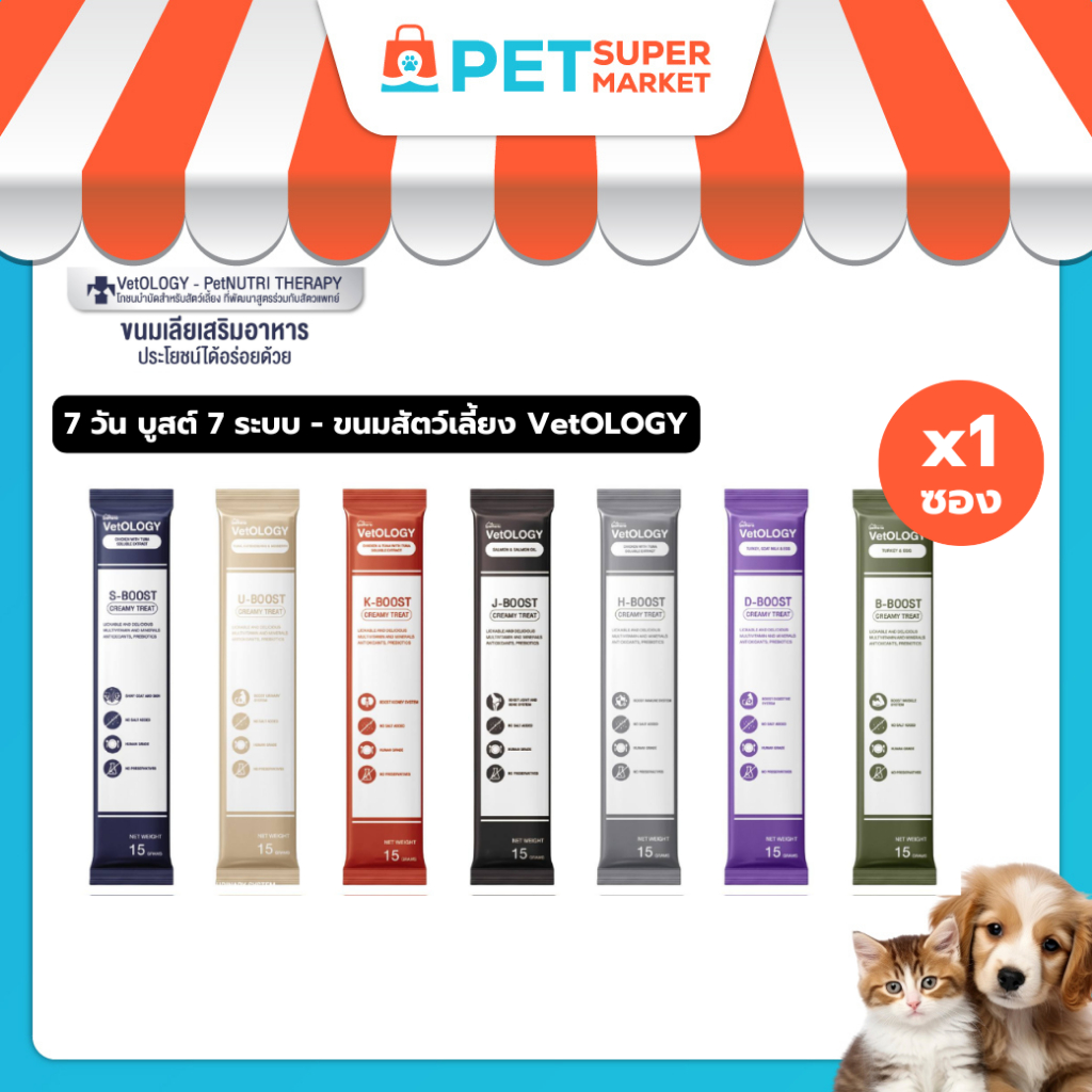 [1 ซอง] Petheria VetOLOGY ขนมเลียสำหรับแมวและสุนัข 15g.