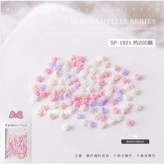 I5.ดอกคามิเลียจิ๋ว ดอกไม้ตกแต่งเล็บ ขนาด 4 mm คละสี หนึ่งถุงมีประมาณ 200 ชิ้น
