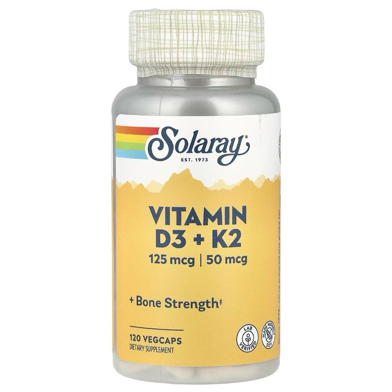 (พร้อมส่ง) Solaray Vitamin D3 + K2 120 VegCaps