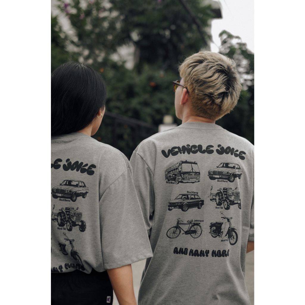 Krabby Style เสื้อยืด Oversized ลาย รถบัส รถเบนซ์ รถเก๋ง รถไถ จักรยาน มอไซค์ (Vehicle Joke)