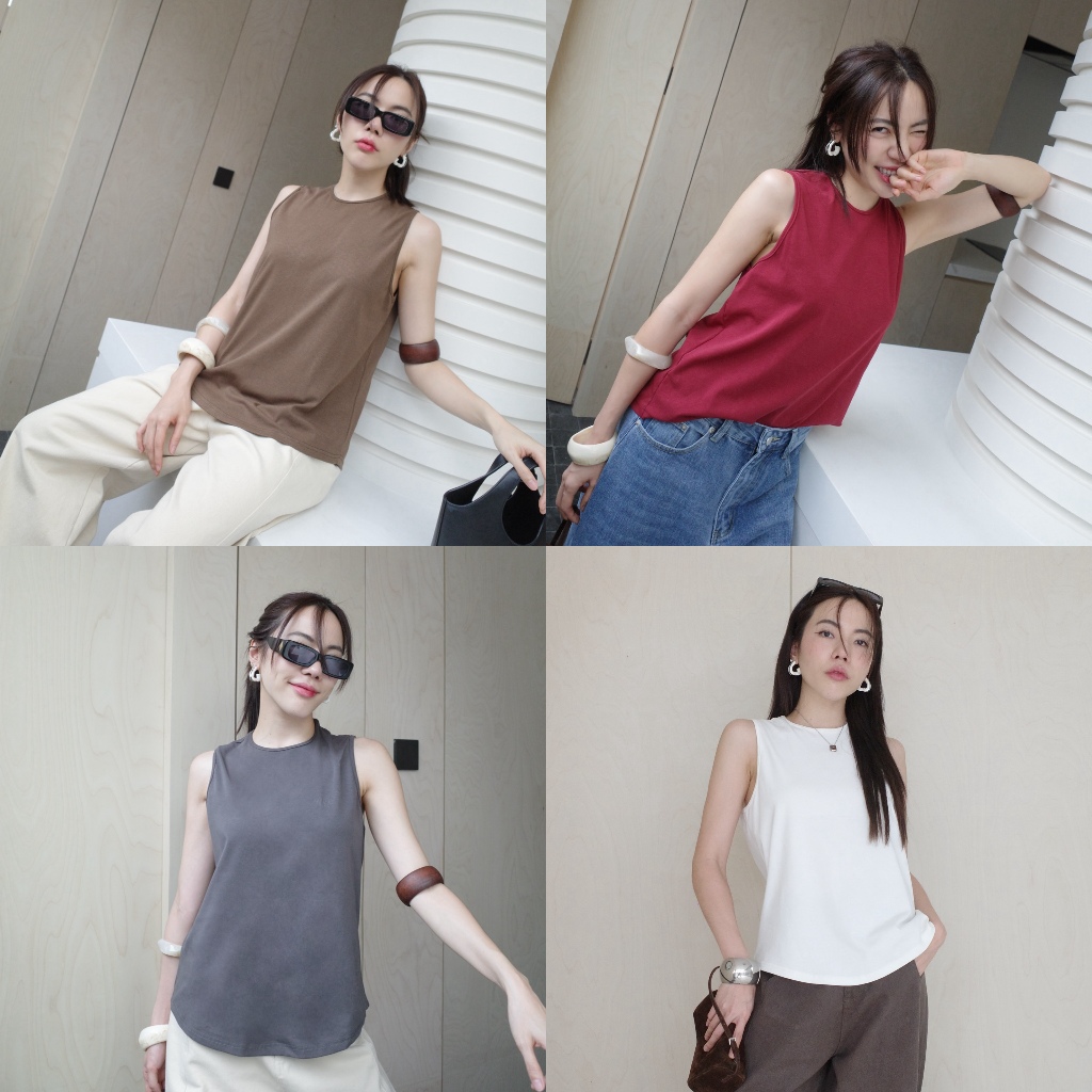 Akkara Studio - MOODENG 02 เสื้อยืดแขนกุด ทรงสวย ผ้าดีใส่สบายมาก
