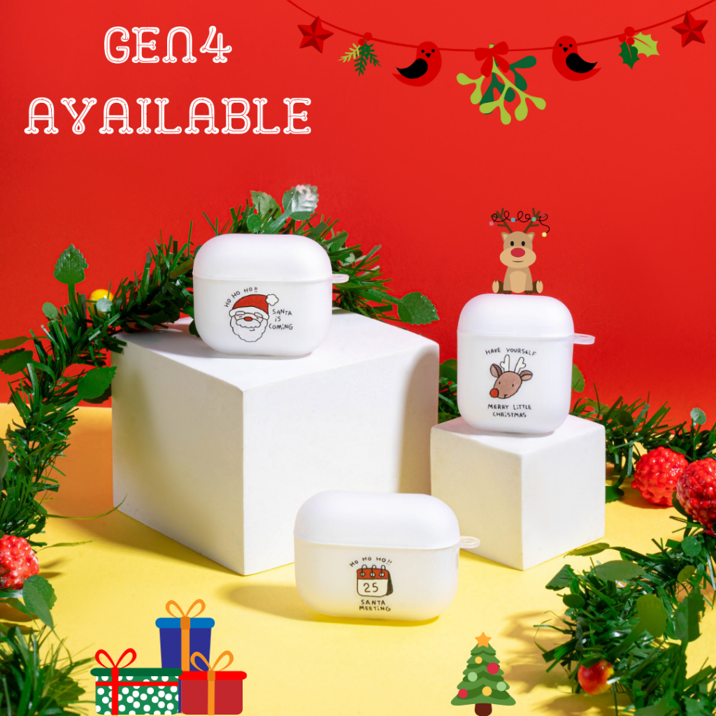 SHOPSI "XMAS" COLLECTION เคสสำหรับใช้กับ AirPods Gen4 และ AirPods Gen3 และ AirPods Pro2 เคสซิลิโคนแข