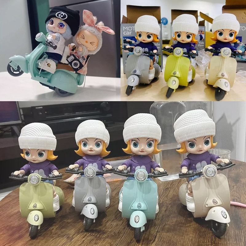 ของเล่นเด็กผู้หญิงขี่เวสป้าคลาสสิก ยกล้อ ชนถอย มีเสียง มีไฟ ยกล้อได้