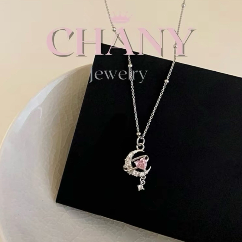CN56 สร้อยคอ love pink universe ชุบเงิน92.5% ฟรีเซตของขวัญ (ถุงต้องสั่งเพิ่ม) ฝากเขียนการ์ดได้