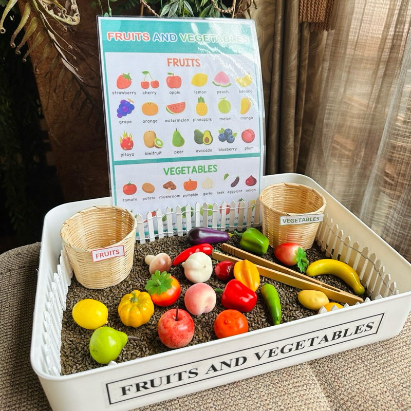 Sensory Play Fruits & Vegetables กล่องกิจกรรม แยกผักผลไม้ใส่ตะกร้า