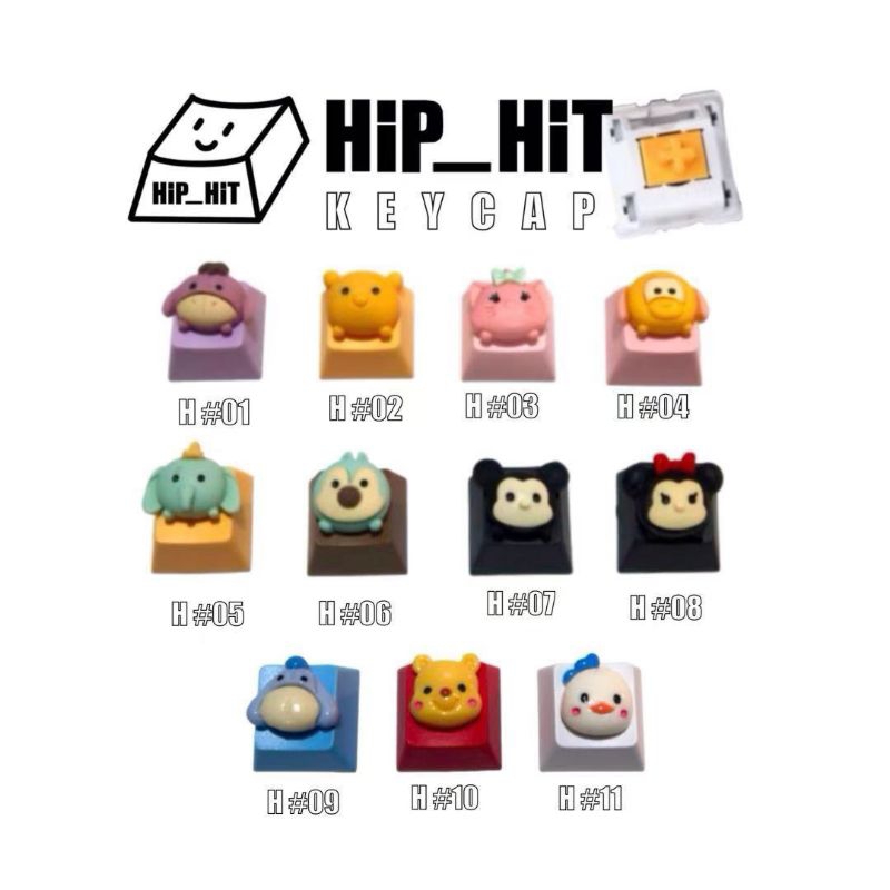 KEYCAP คีย์แคป ลาย หมี หนูการ์ตูน ตกแต่งคีย์บอร์ด ปุ่ม+