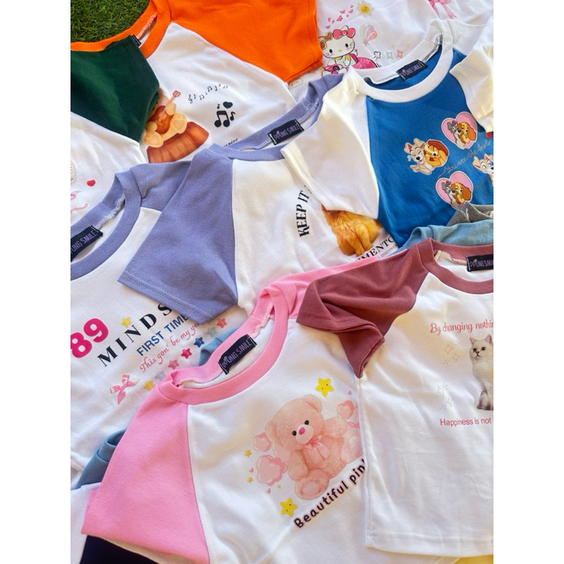 เสื้อครอปเบบี้ทรีงานมือ 1 ผ้าคอตตอนสีพาสเทลน่ารักๆ