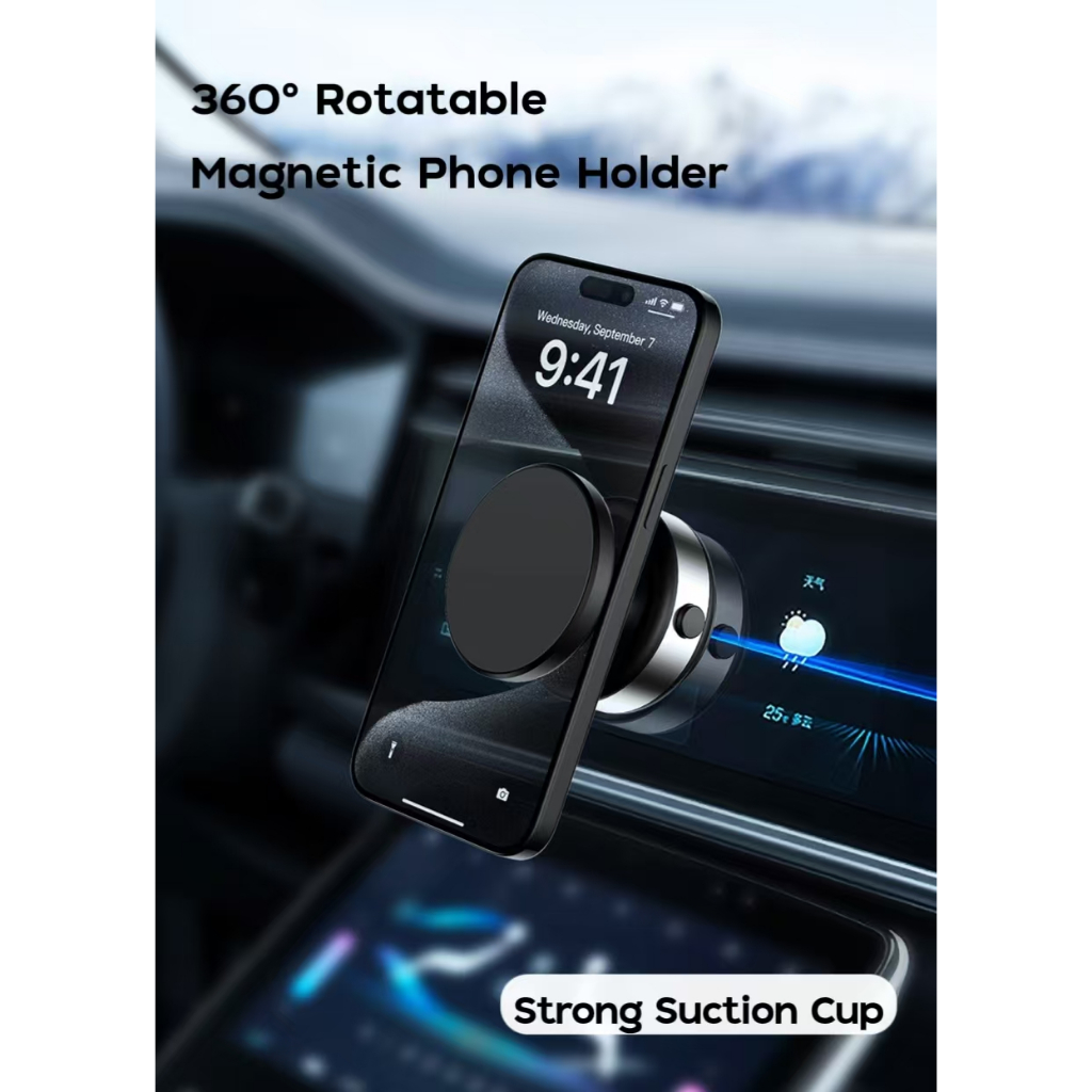 ที่วางโทรศัพท์แม่เหล็กแบบหมุนได้ 360° | ระบบดูดสูญญากาศทรงพลัง ชาร์จ USB-C ใช้ได้กับโทรศัพท์ 4.7-7 นิ้ว