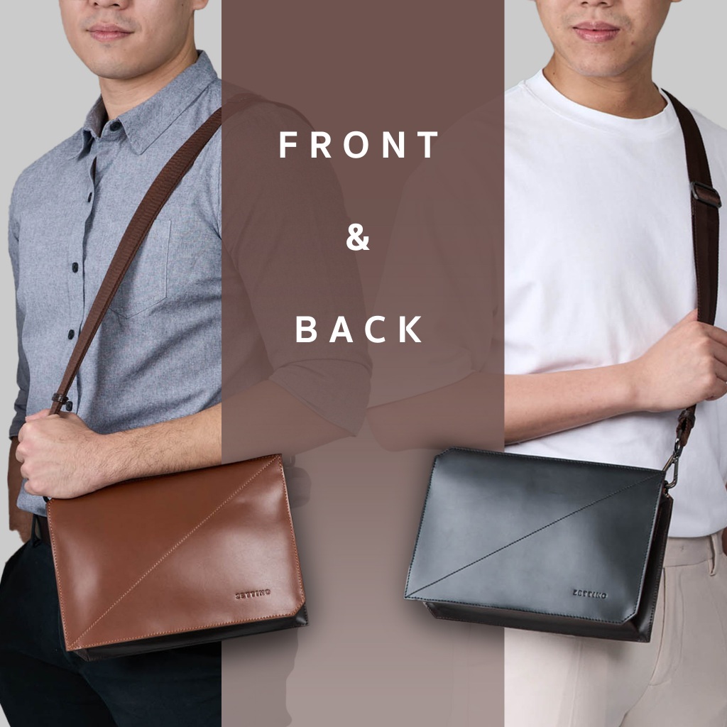 ZETTINO กระเป๋าสะพายหนังแท้ Zip Bag