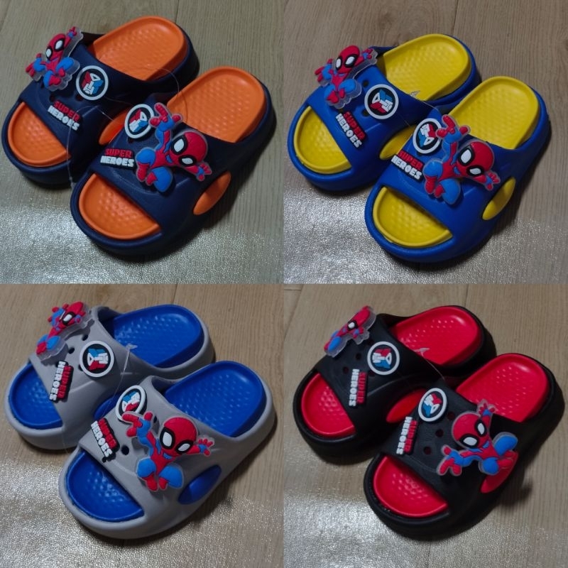 รองเท้าเด็ก แตะสวม ลายspiderman ตัวการ์ตูนมีไฟ