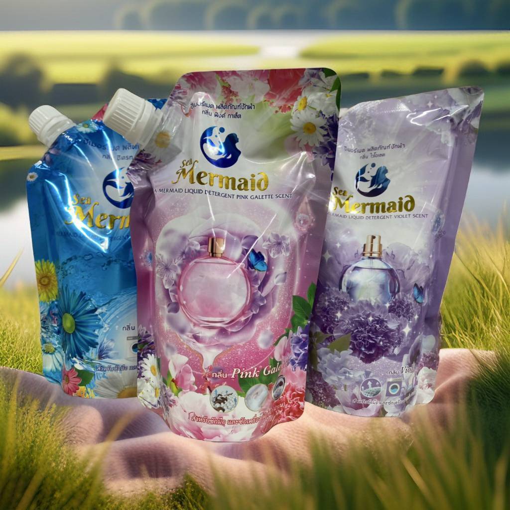 ใหม่!!! น้ำยาซักผ้าซีเมอร์เมดSea Mermaid 500 มล. ซักสะอาด กลิ่นหอมสดชื่นยาวนาน (ยกลัง 24 ซอง)