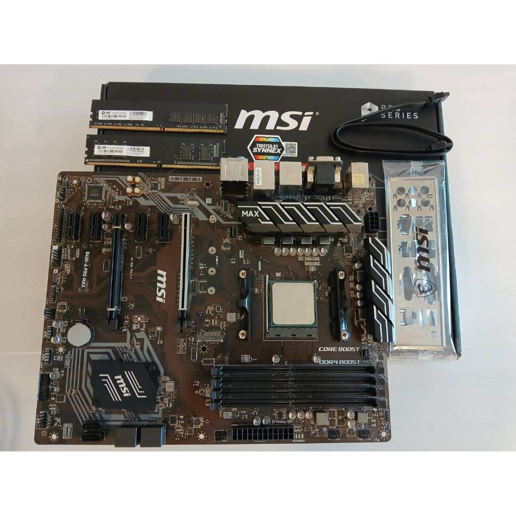 ขายยกชุด msi b450 a pro max + cpu 200ge+ram 4+4 8GB