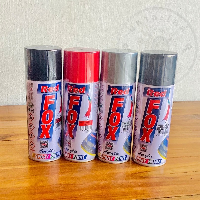 สีสเปร์ย RED FOX ขนาด270กรัม มีสีแดง สีดำ สีดำด้าน สีเทา