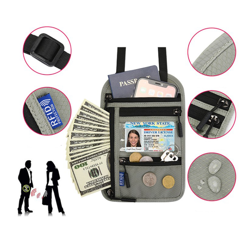 SMกระเป๋าใส่พาสปอร์ต พร้อมแผ่นป้องกันการสแกน RFID ใส่เอกสารการเดินทาง รุ่น WLP-1065 (W4-028) RFID จากร้านSmart Choices
