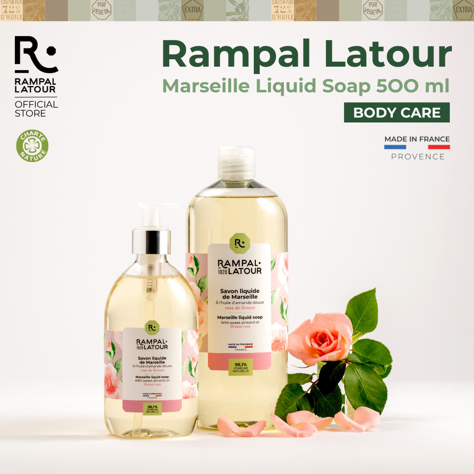 (New Packaging) รอมปาล ลาตัวร์ สบู่เหลวอาบน้ำฝรั่งเศส Marseille Liquid Soap