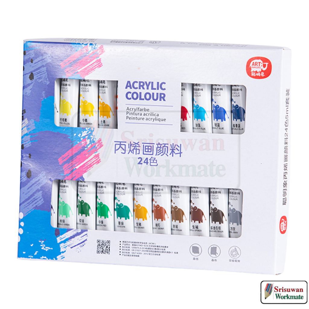 ART RANGERS A24005 24สี ชุดสีอะคริลิค Acrylic Colour 24x5ml. กันน้ำ เพ้นท์ภาพ รองเท้า ผ้า ไม้ acrylic set RUJI