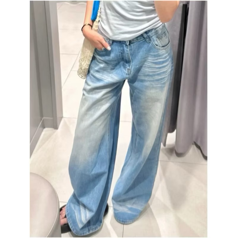 CASSIGNME - Baggy jeans light color กางเกงยีนส์เอวสูงขากว้างกว่า ทรงหลวม [ส่งเร็ว ]