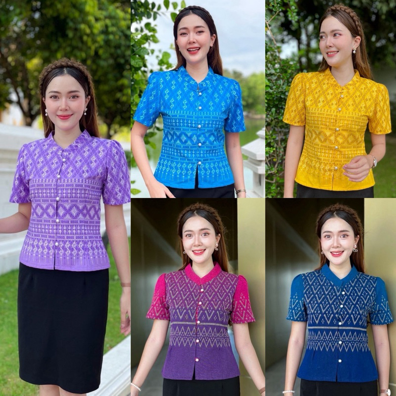 เสื้อผ้าฝ้ายคอจีน ลายไทยสวยงาม