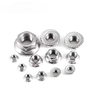 น็อตตัวเมียจานจักร สแตนเลส เกลียวมิล DIN6923 Stainless Steel Hexagon Serrated Flange Nuts