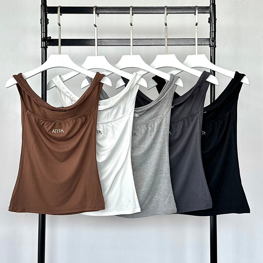 Atipashop - CIATEE RAYON TUBE เสื้อปาดไหล่ สายคาด ปักโลโก้ ATIPA ผ้าเรยอน