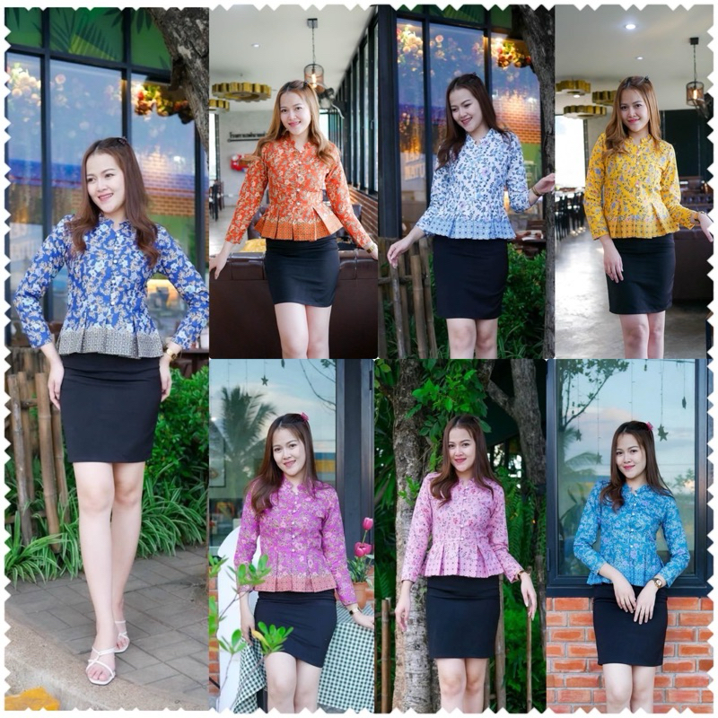 เสื้อใส่ทำงาน แขนยาว ลายปาเต๊ะ ทรงสวย